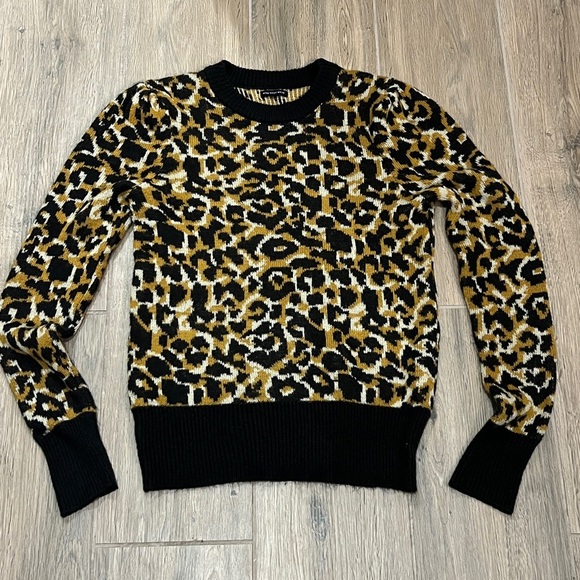 Cheetah Sweater Who What Wear Animal Print Leopard Top Shirt Pullover Fall - Picture 7 of 10